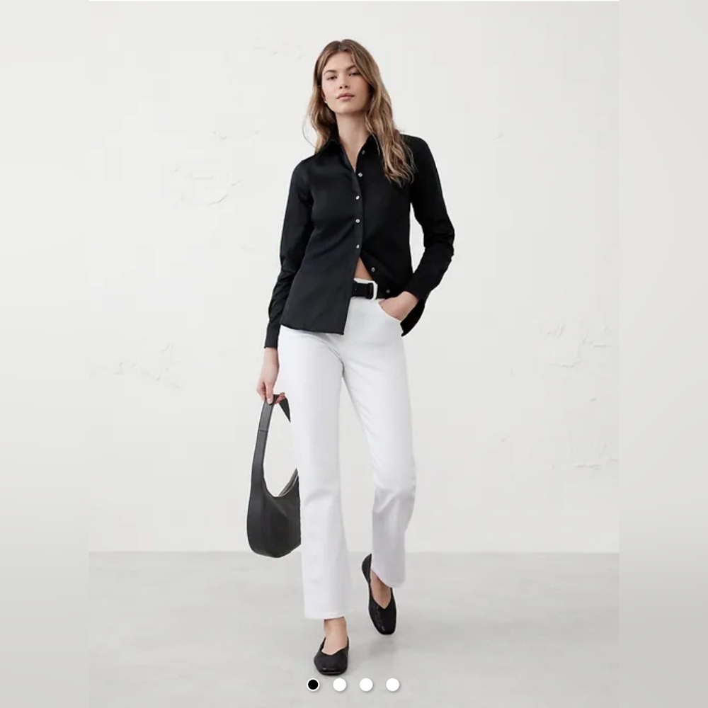 Banana Republic Factory Tailored Easy-Care Shirt Black Size 8